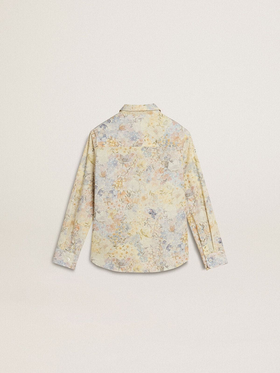 katoenen meisjeshemd met veelkleurige bloemenprint