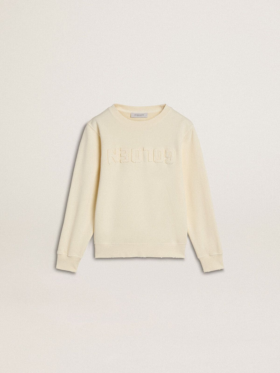 crèmekleurig sweatshirt voor meisjes met opdruk.