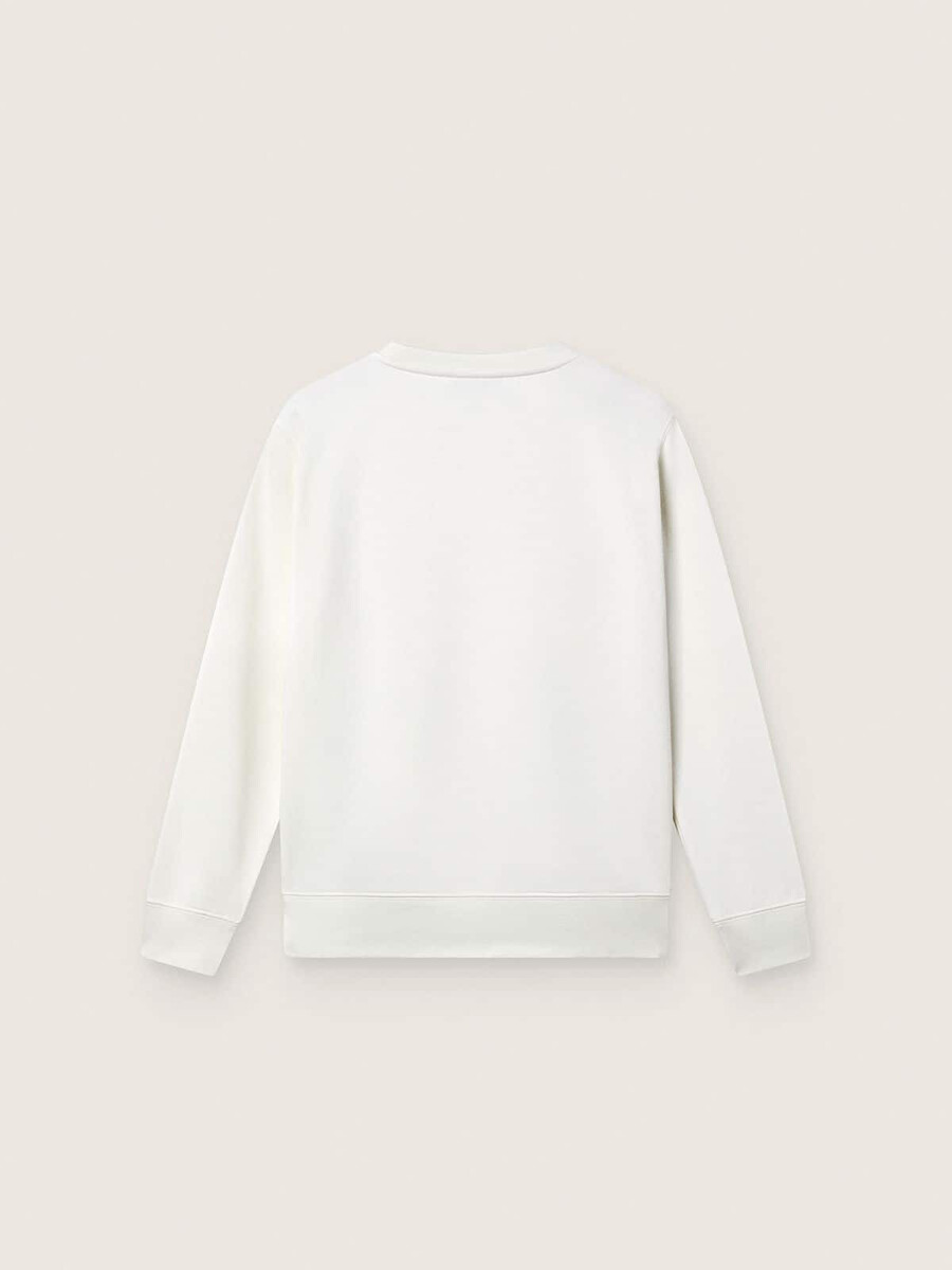 witte katoenen sweater met ronde hals voor meisjes met mascotteprint en kristallen applicaties.