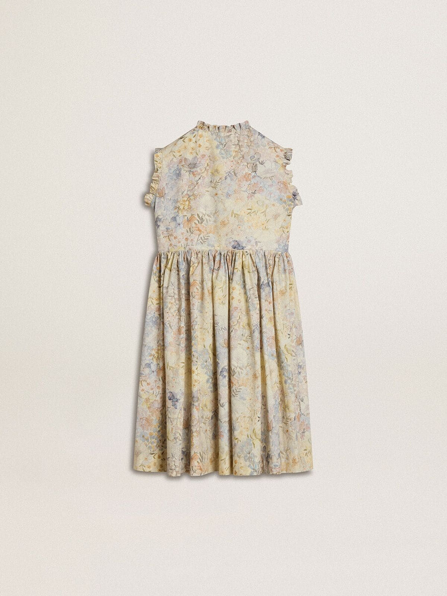katoenen midi-jurk voor meisjes met veelkleurige bloemenprint.