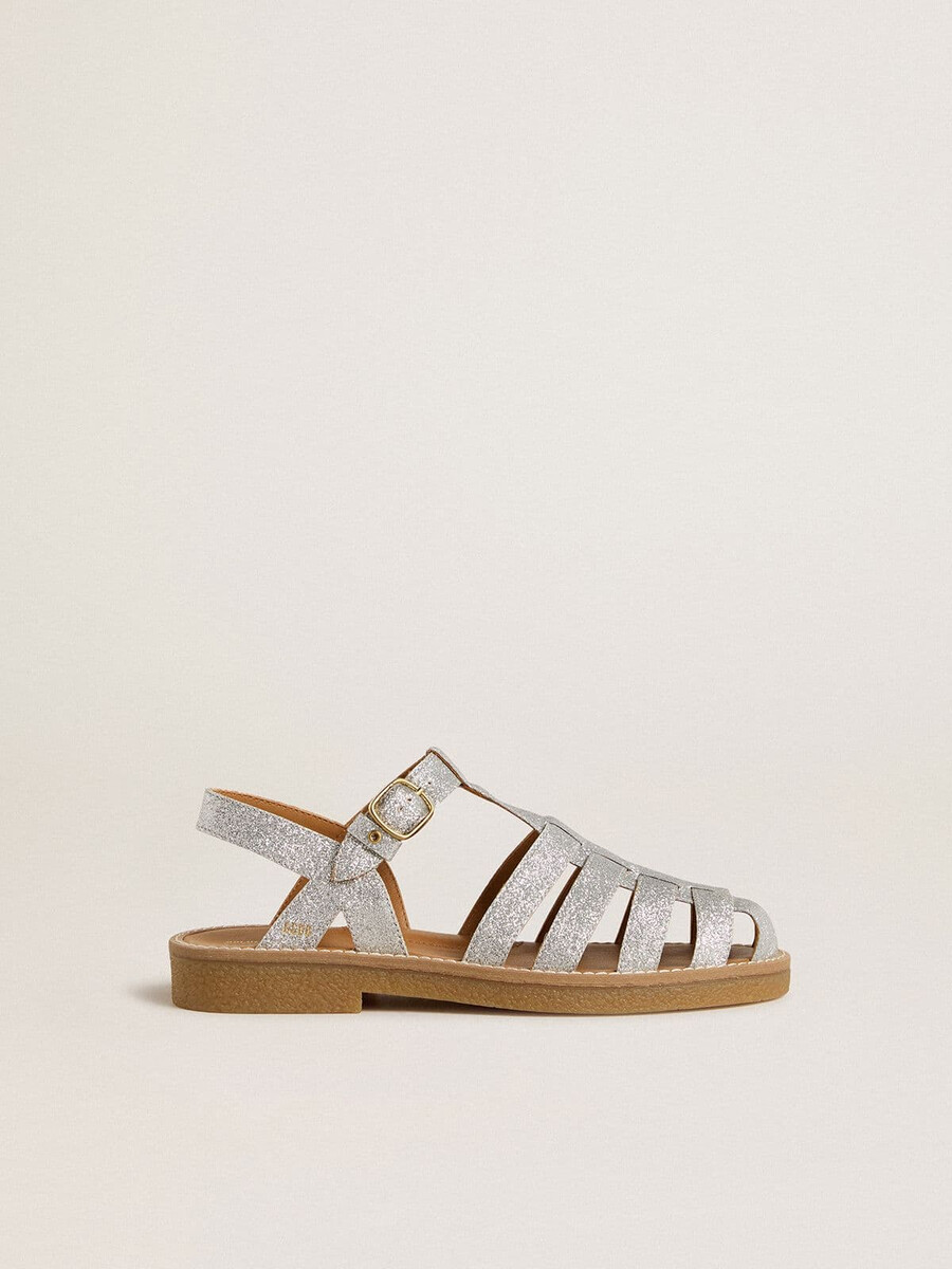 maxime young sandalen met zilveren microglitters