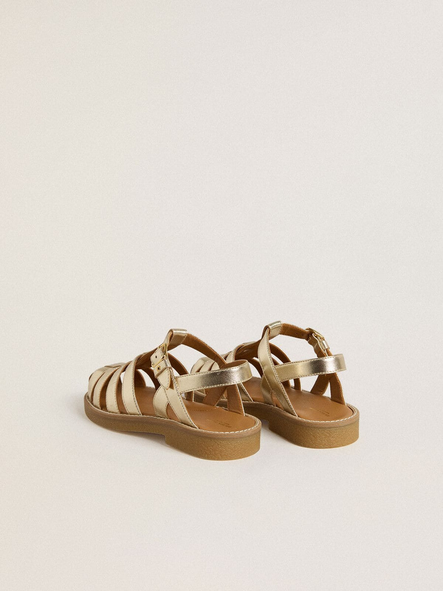 maxime young sandalen van goudkleurig leer.