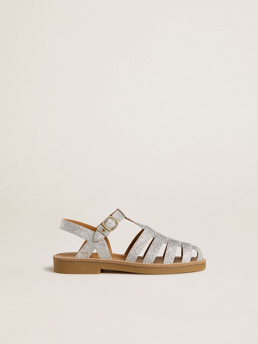 maxime junior sandalen met zilveren microglitters