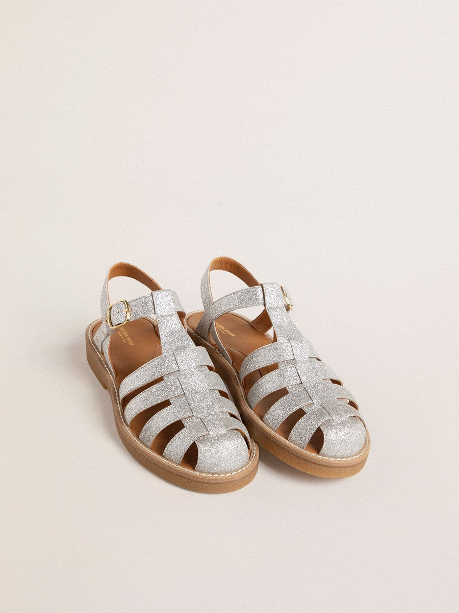maxime junior sandalen met zilveren microglitters