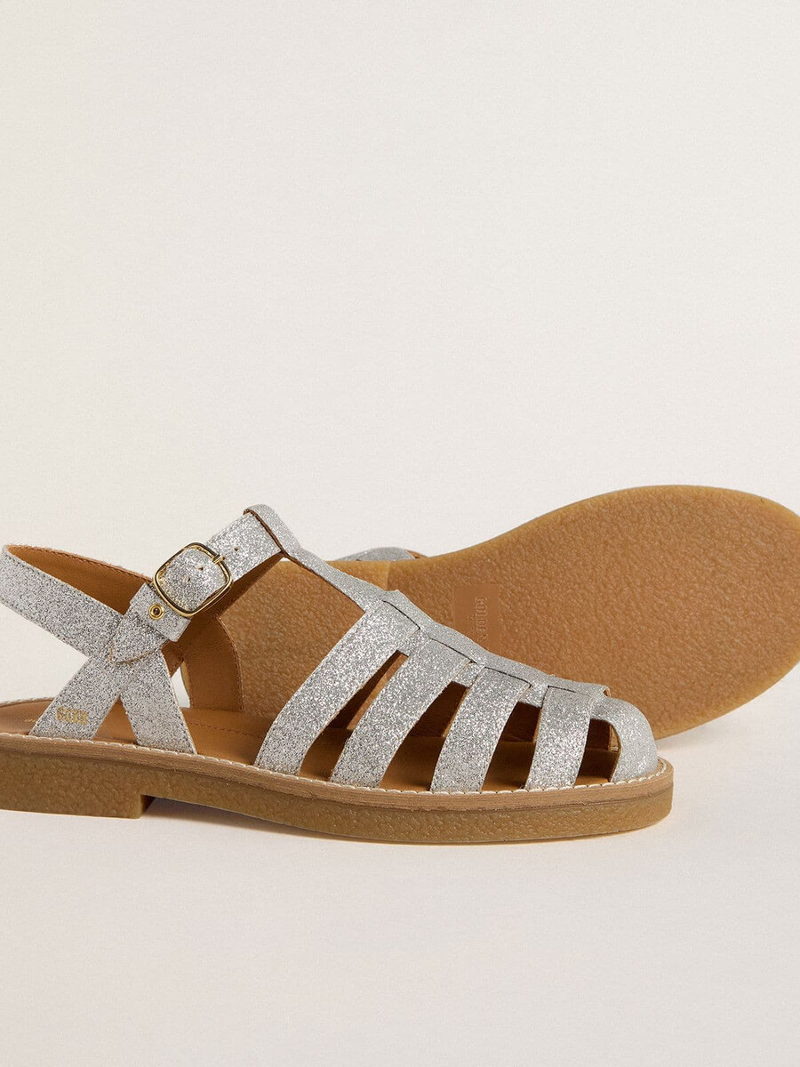maxime junior sandalen met zilveren microglitters