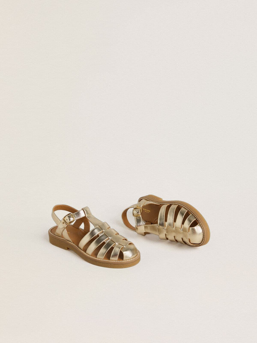 maxime junior sandalen van goudkleurig leer.