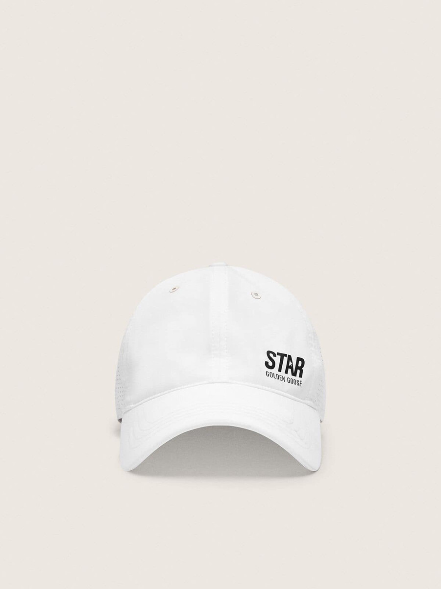 witte baseballpet in technische stijl