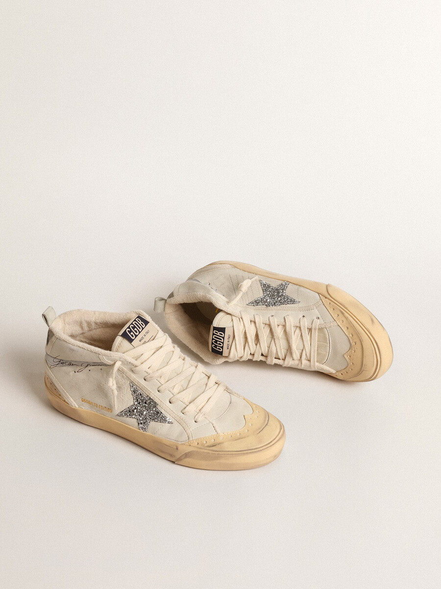 mid star met glitterster en metallic leren accenten
