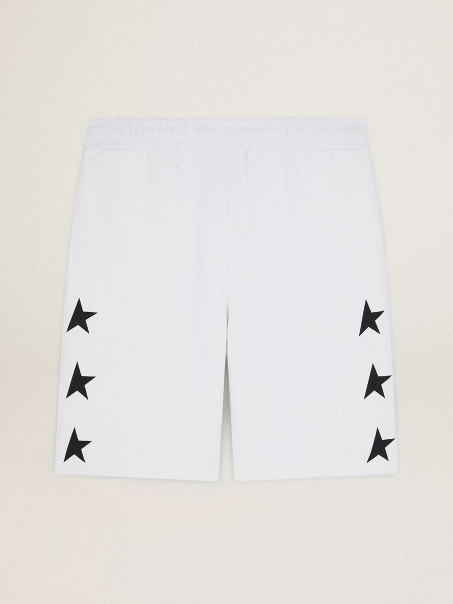 vintage witte bermudashorts voor heren met contrasterende zwarte sterren
