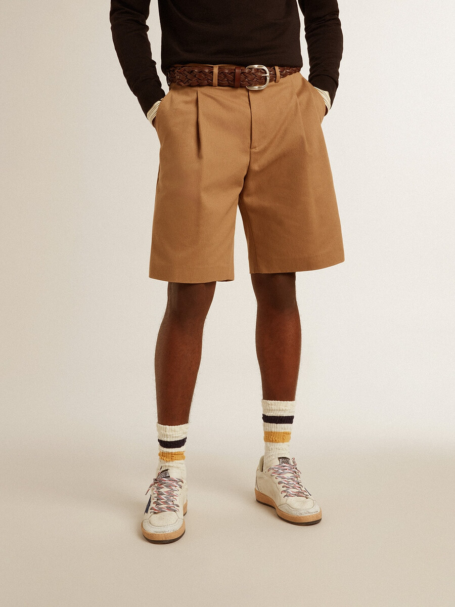 bermudashorts voor heren in beige katoen