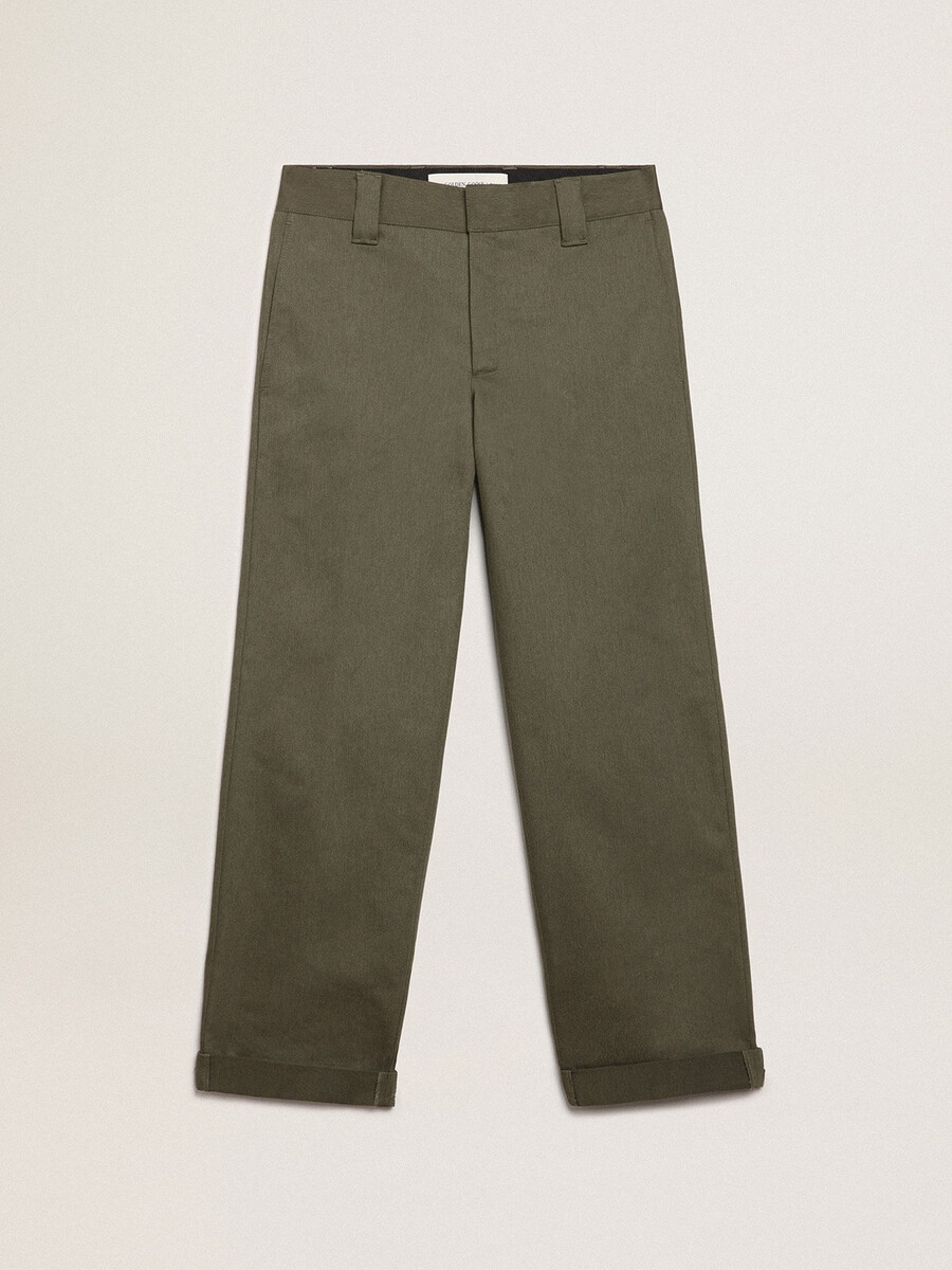 militairgroene chinos uit de golden collection