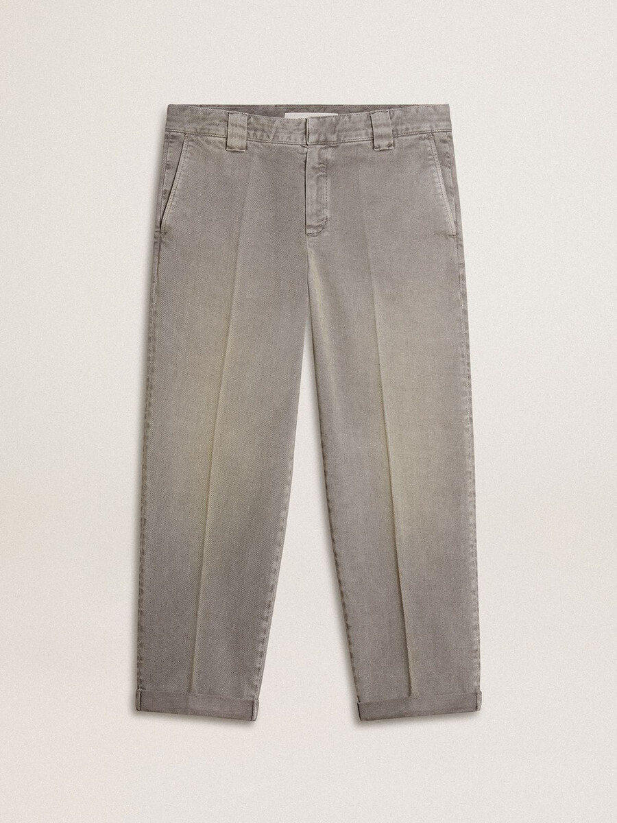 grijze katoenen chino broek