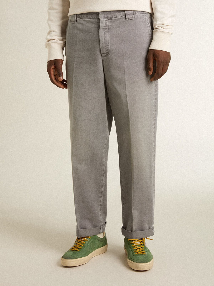 grijze katoenen chino broek