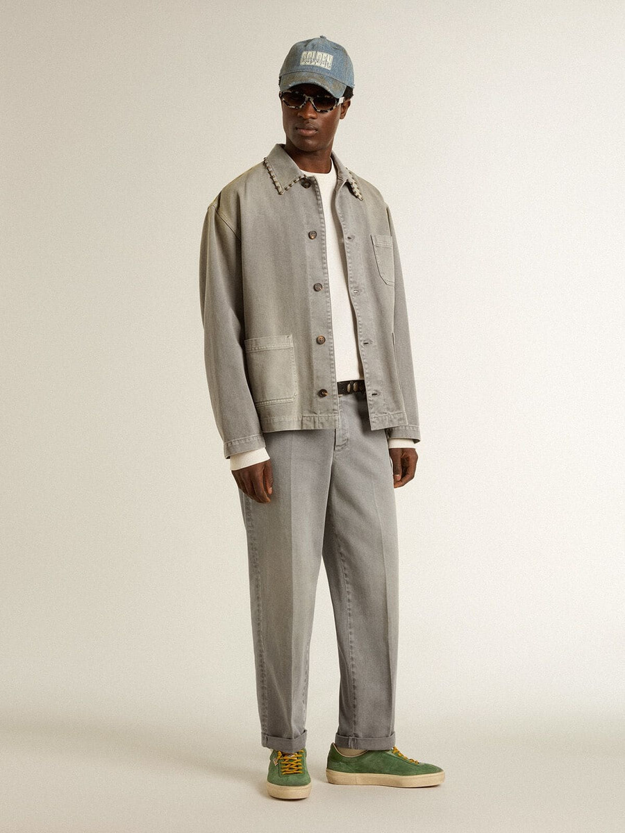 grijze katoenen chino broek