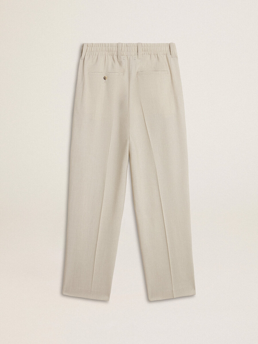 herenjoggingbroek van een kaki wollen mix.