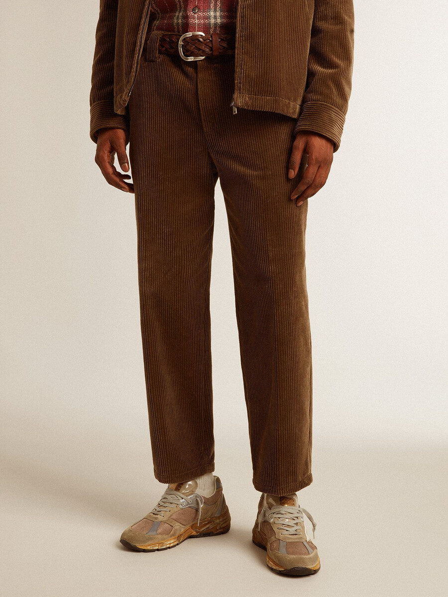donkergroene corduroy broek voor heren