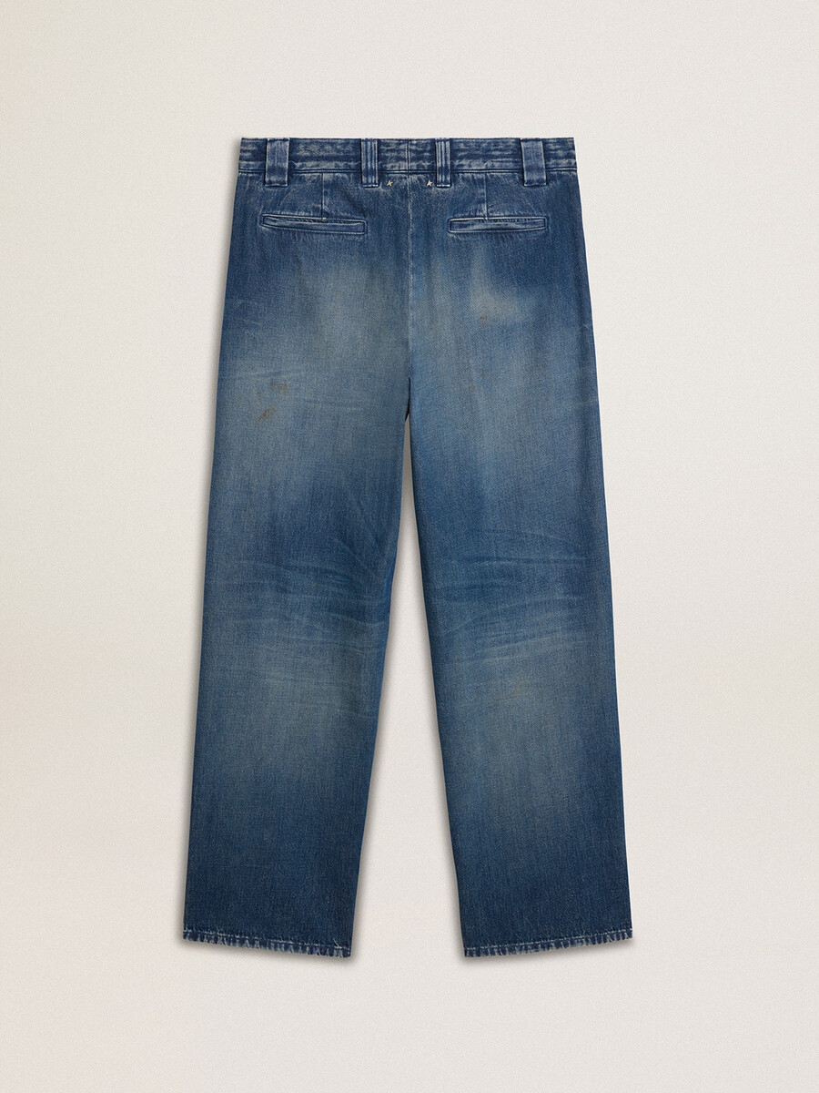 heren denim chinos met een verwassen look.