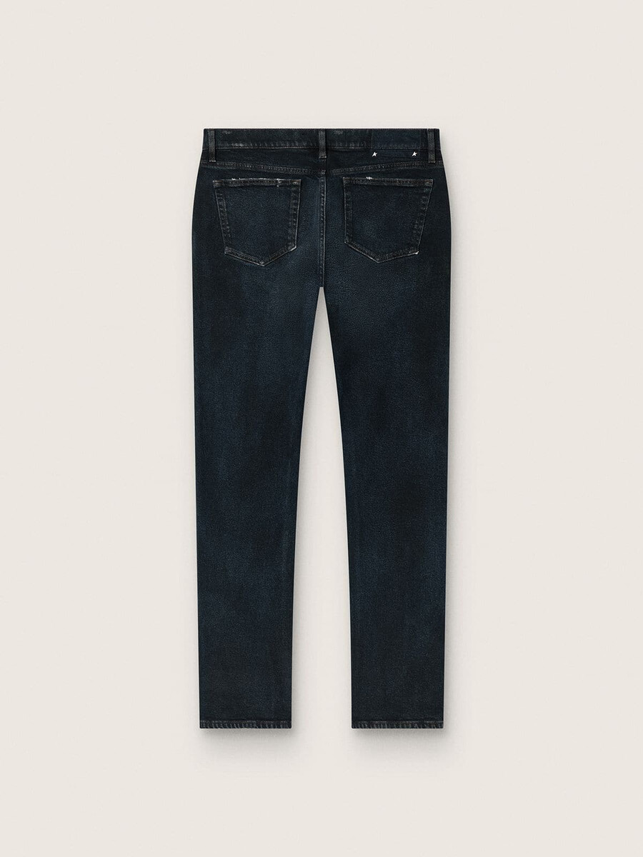 slim-fit jeans voor heren in donker indigo stretchdenim.
