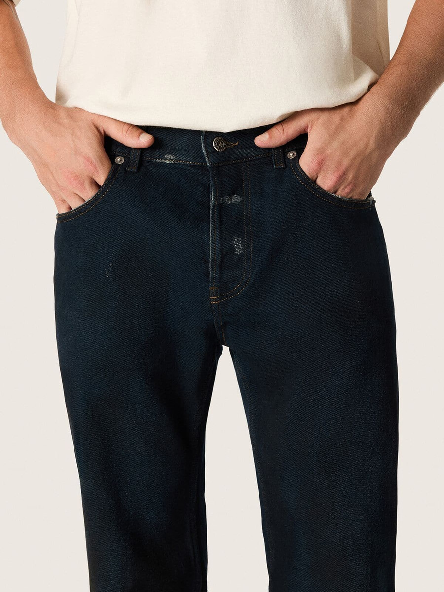 slim-fit jeans voor heren in donker indigo stretchdenim.