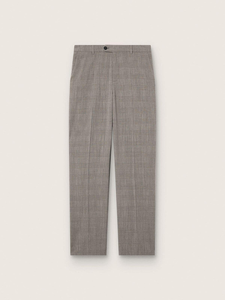 slim-fit herenbroek in grijs prince of wales-ruitpatroon.