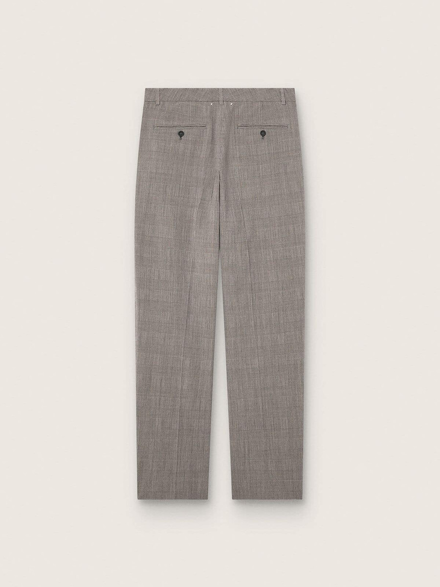 slim-fit herenbroek in grijs prince of wales-ruitpatroon.