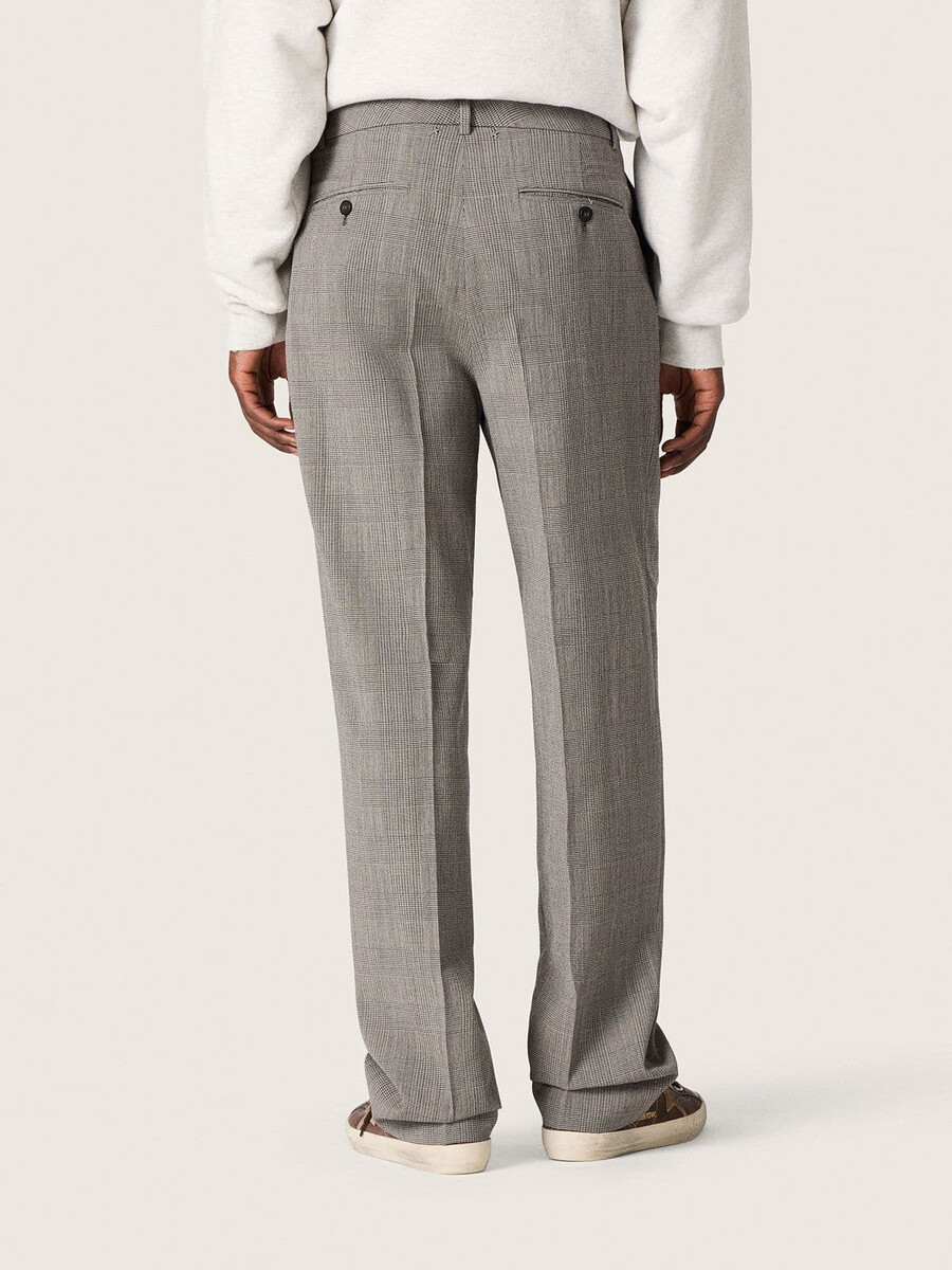 slim-fit herenbroek in grijs prince of wales-ruitpatroon.