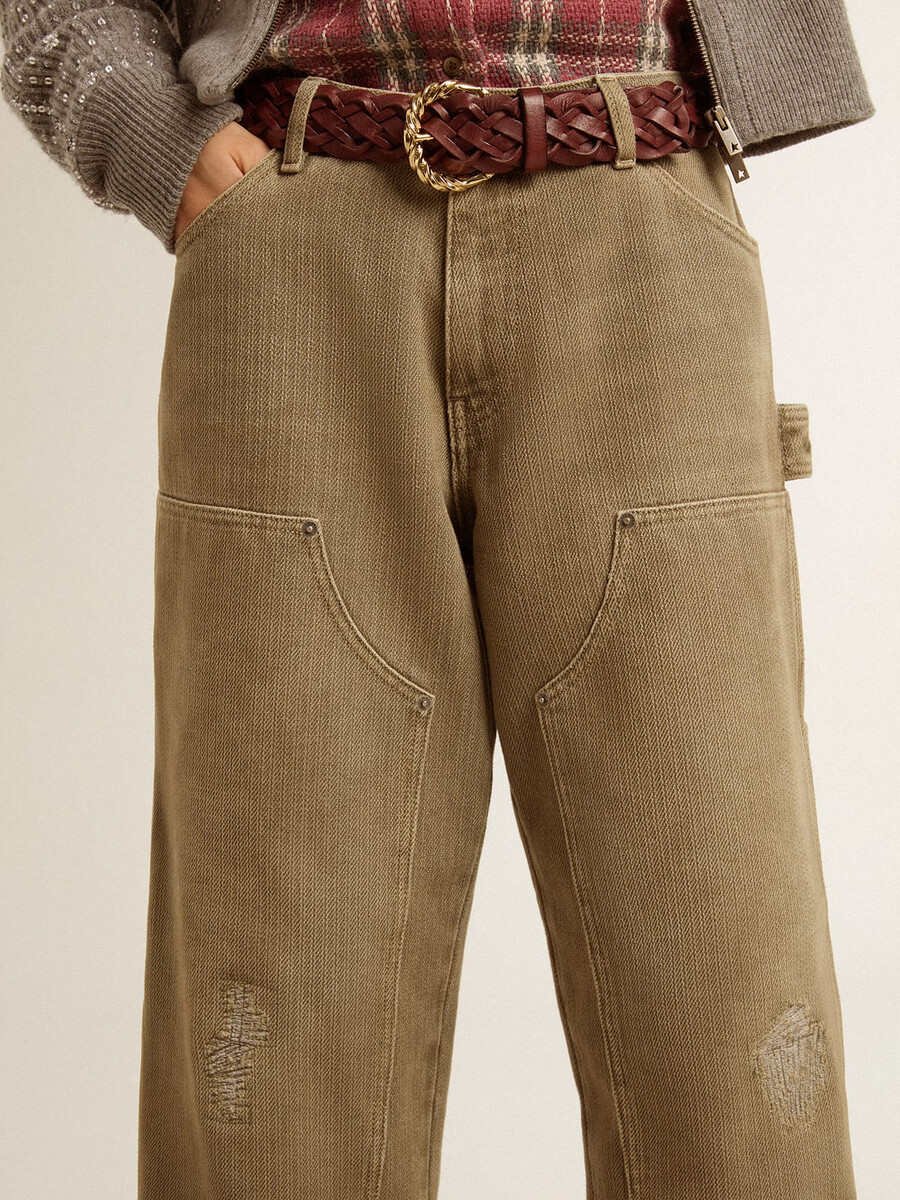 damesbroek van katoen met een verwassen look