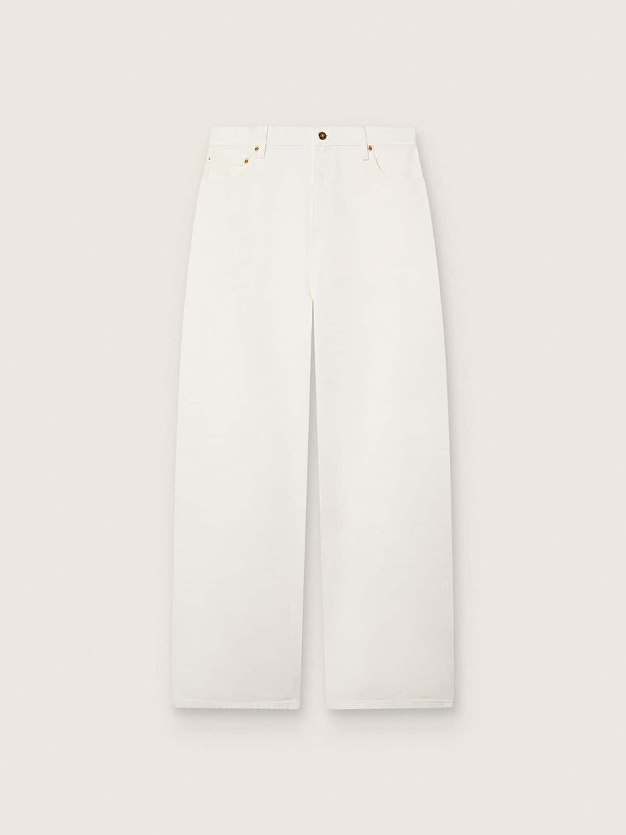 gouden boyfriend jeans voor dames in optisch wit denim.