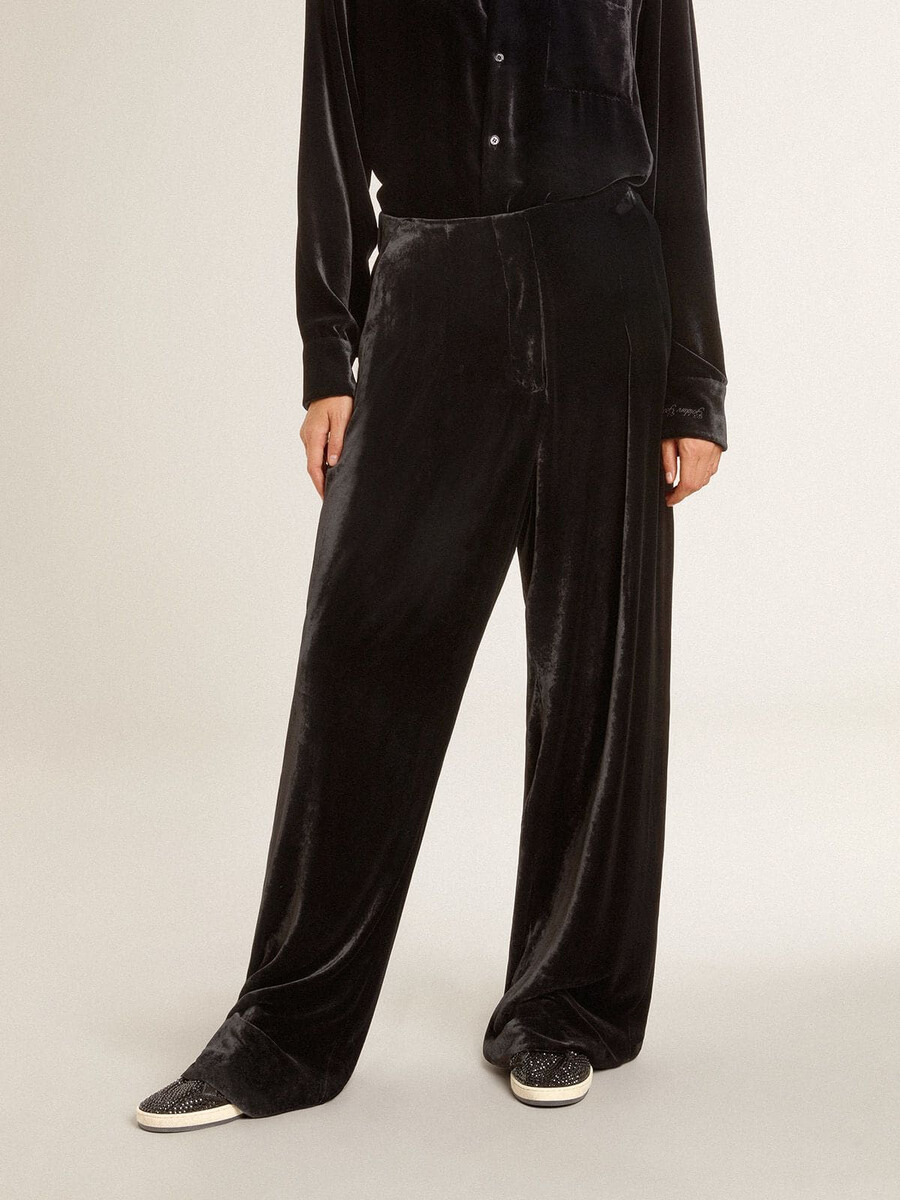 zwarte broek met fluweeleffect