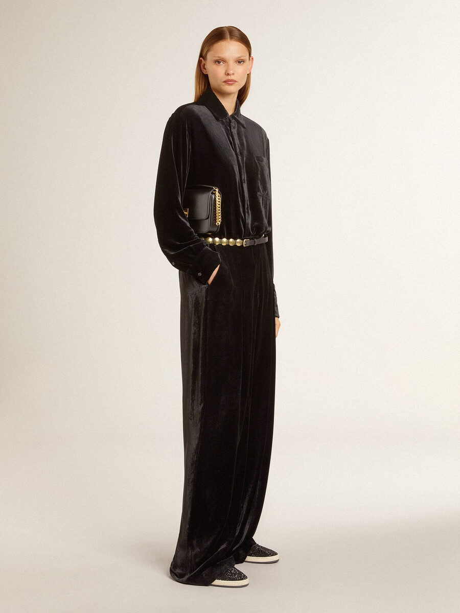 zwarte broek met fluweeleffect