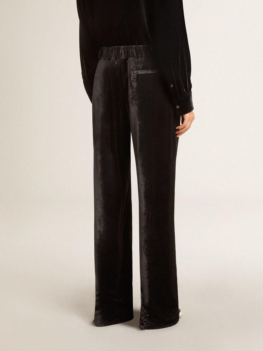 zwarte broek met fluweeleffect