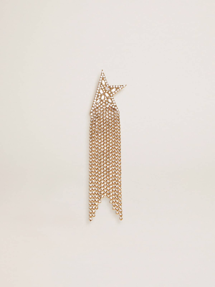damesoorbel met één hanger in antiek goudkleur met decoratieve kristallen.