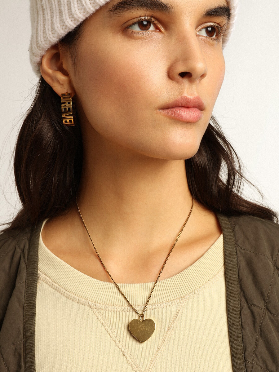 oorbellen in antiek goudkleur met de tekst forever for you.
