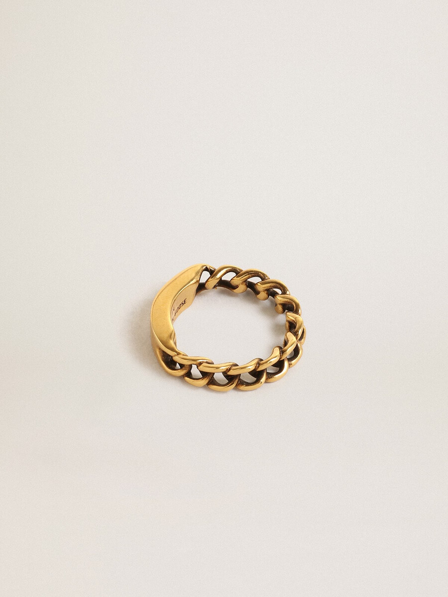 ring in antiek goudkleur met normale schakels.