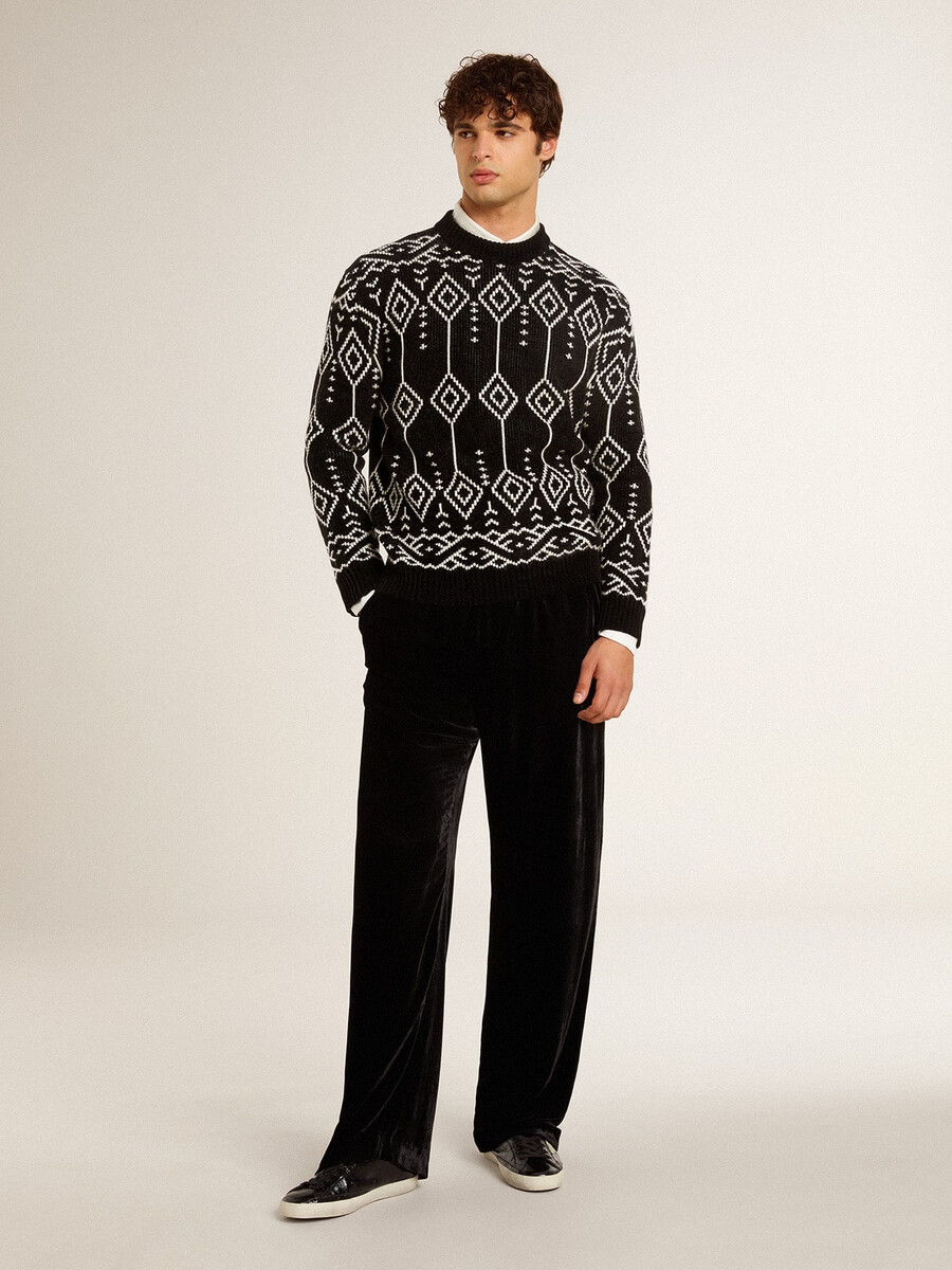 trui met ronde hals voor heren gemaakt van een wolmix met jacquard argyle-patroon.