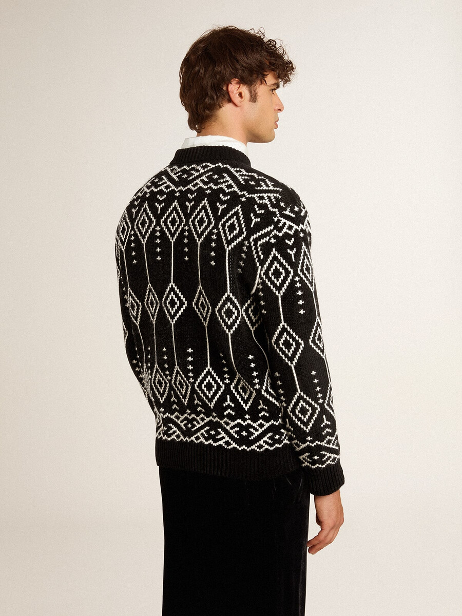 trui met ronde hals voor heren gemaakt van een wolmix met jacquard argyle-patroon.