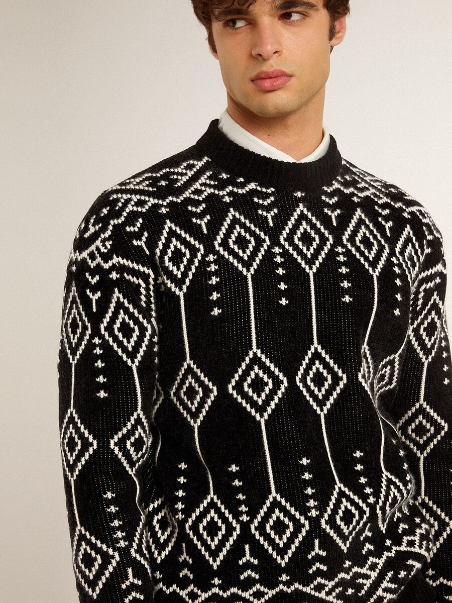 trui met ronde hals voor heren gemaakt van een wolmix met jacquard argyle-patroon.
