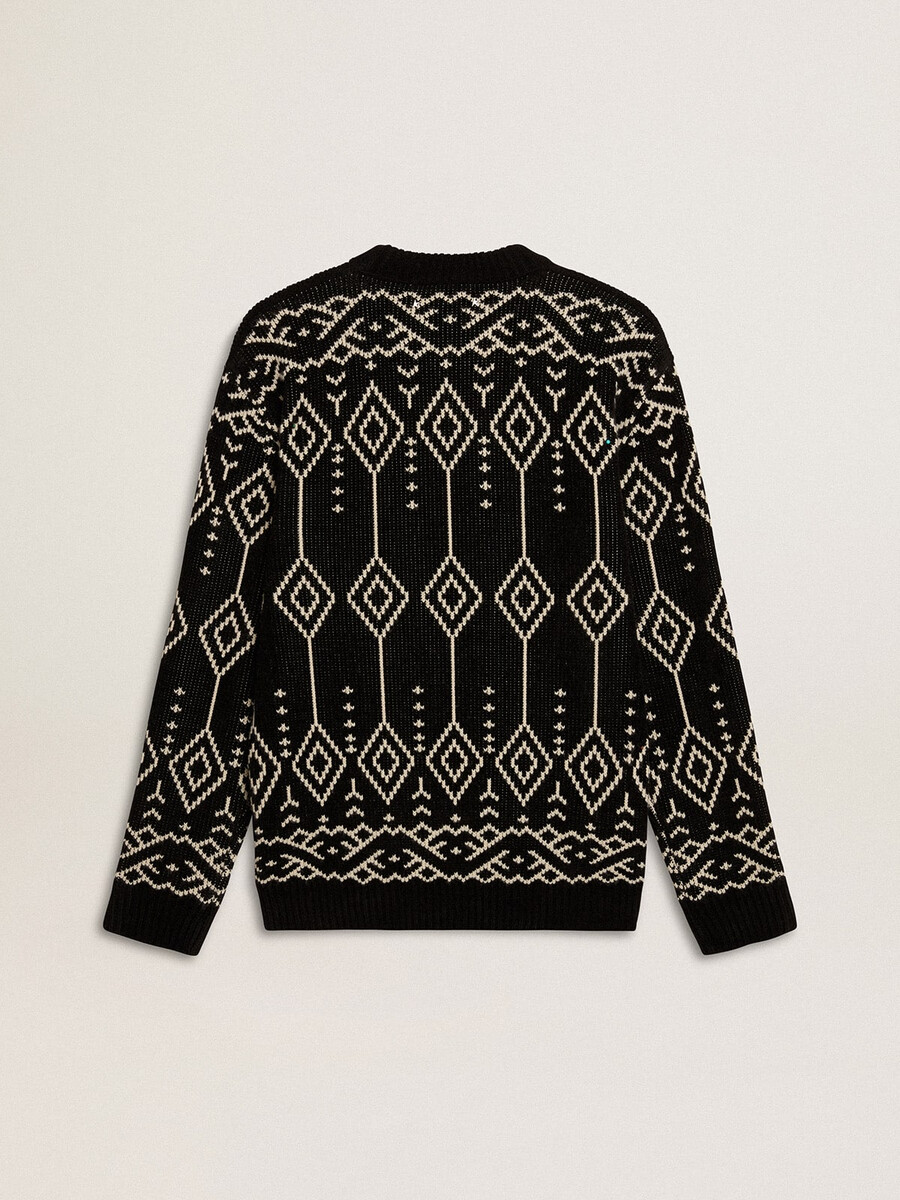 trui met ronde hals voor heren gemaakt van een wolmix met jacquard argyle-patroon.