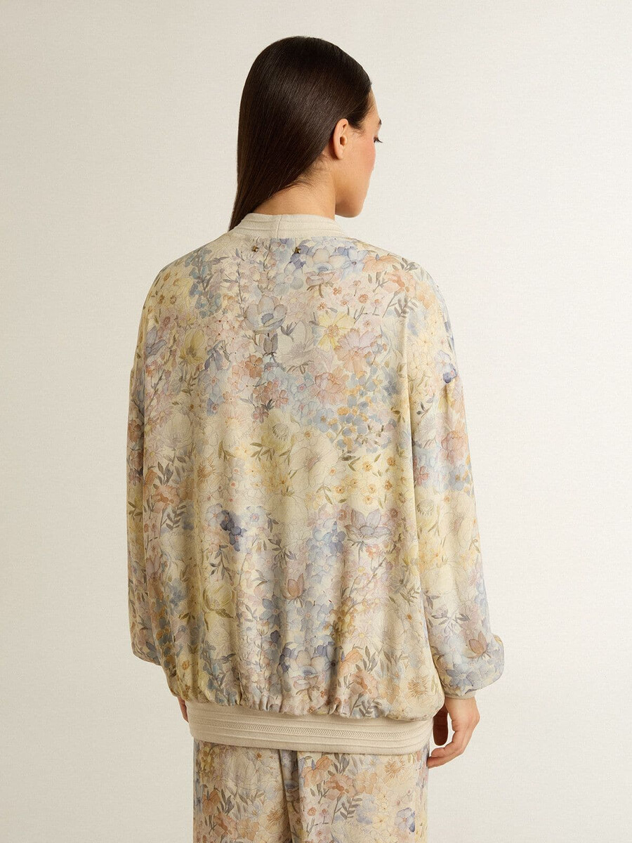 damesvest met bloemenprint en borduurwerk