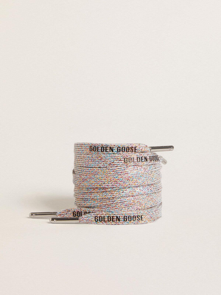 veelkleurige lurex-veters met contrasterend zwart logo