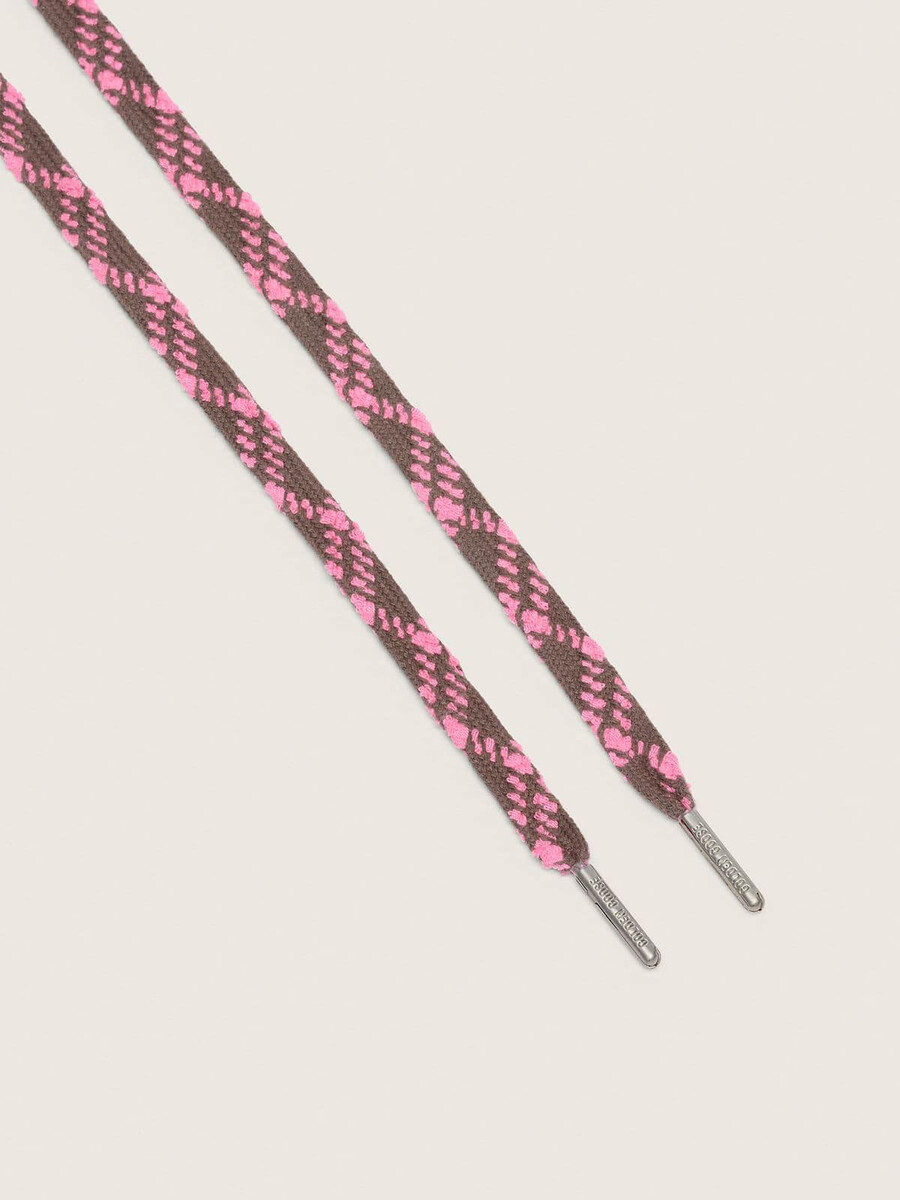 donkerbruine en roze tartan veters