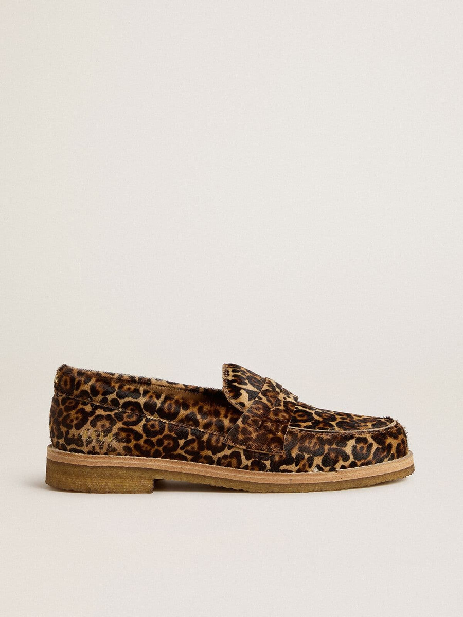 dames jerry loafers van ponyhuid met luipaardprint