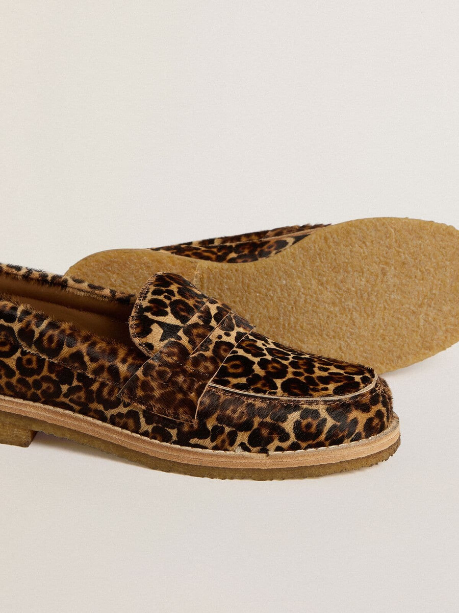 dames jerry loafers van ponyhuid met luipaardprint