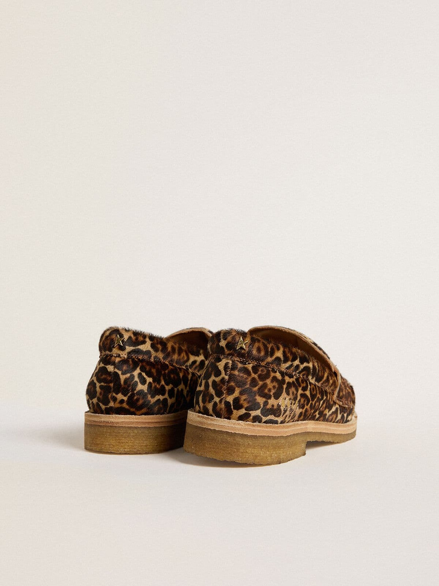 dames jerry loafers van ponyhuid met luipaardprint