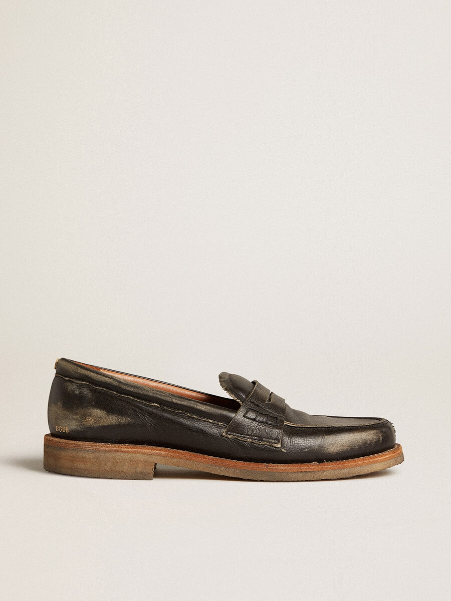 dames jerry loafers van zwart leer
