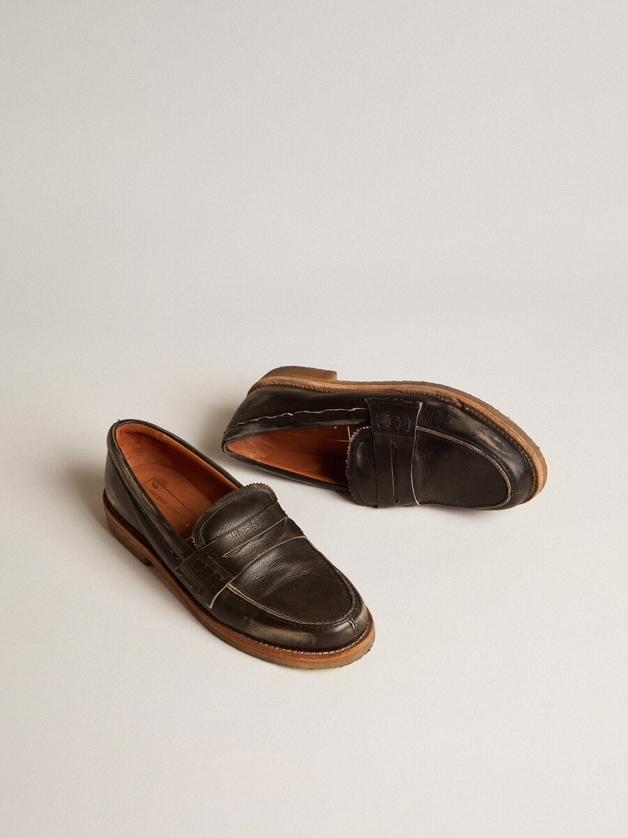 dames jerry loafers van zwart leer