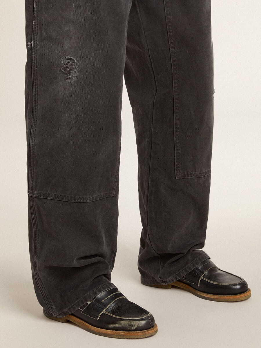 dames jerry loafers van zwart leer