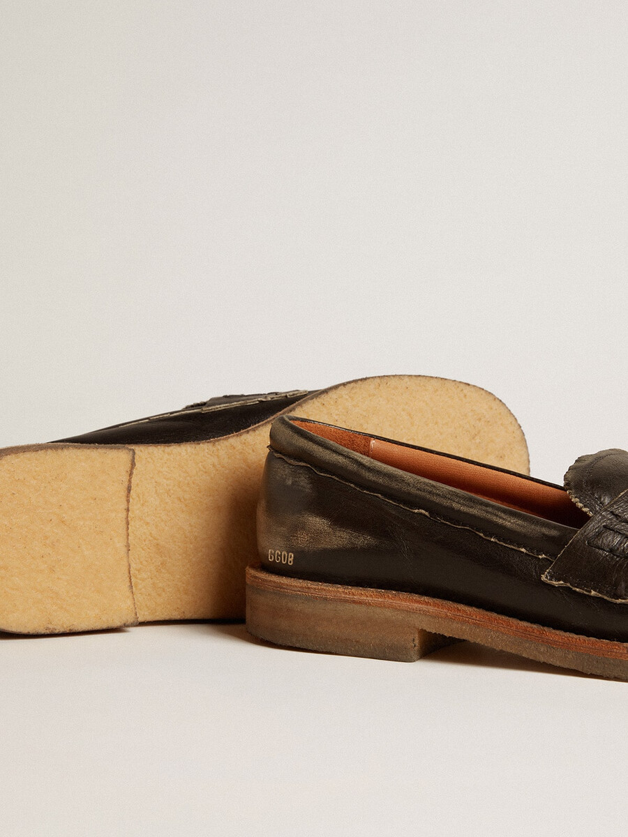dames jerry loafers van zwart leer