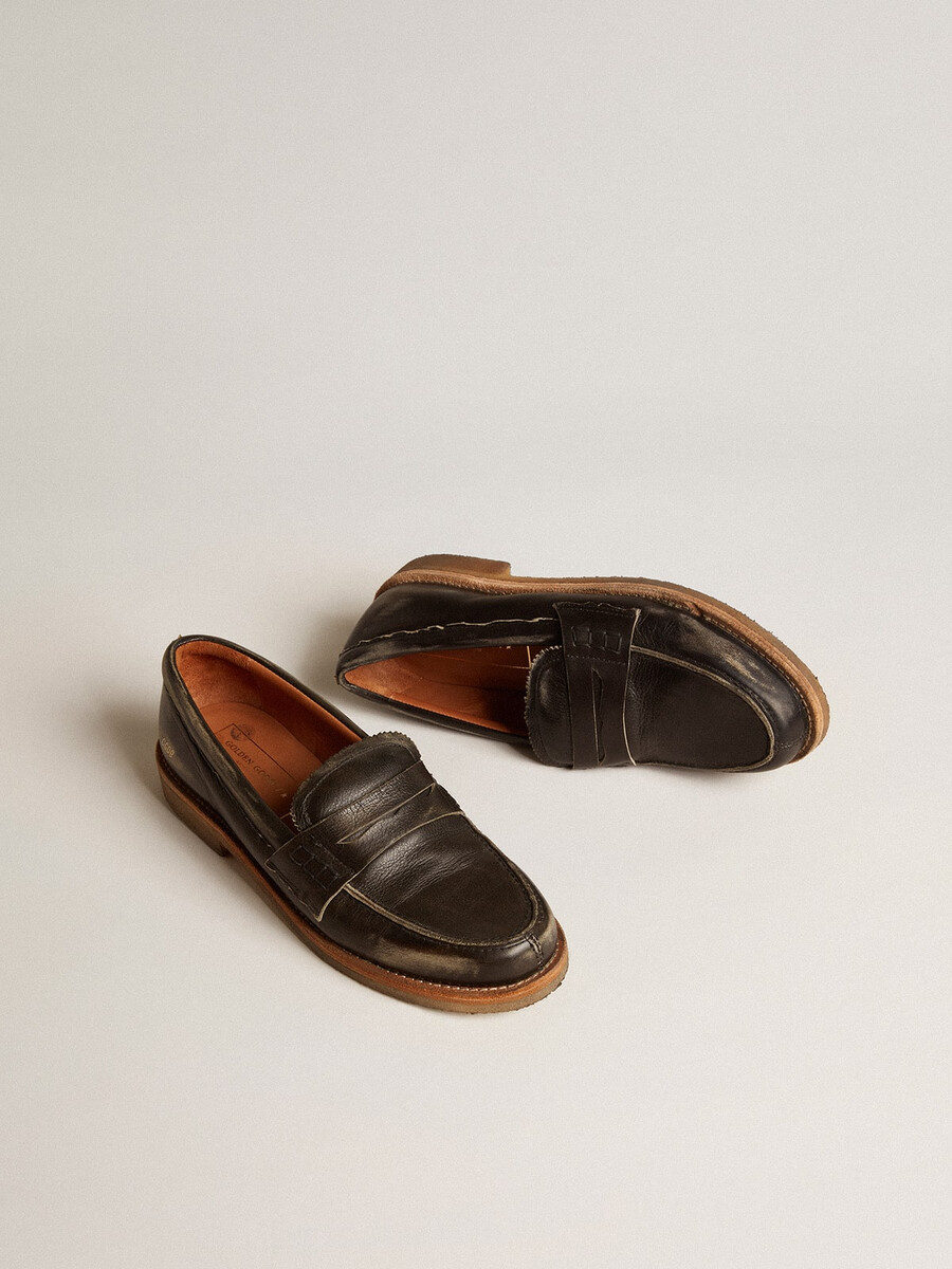 jerry loafers voor heren in zwart leer