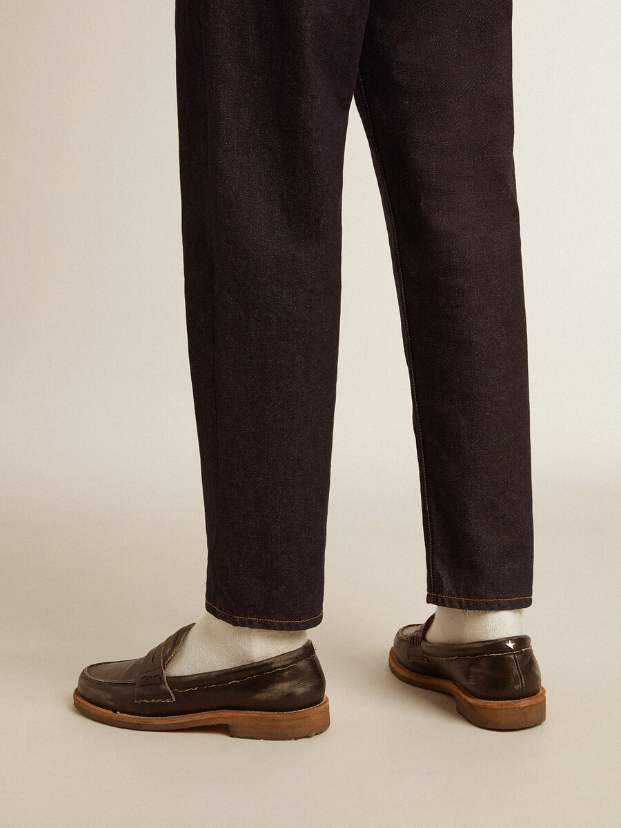 jerry loafers voor heren in zwart leer